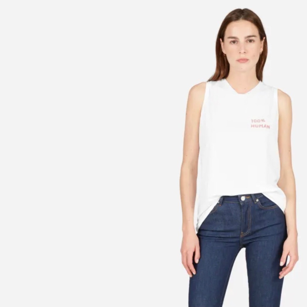 EVERLANE Equality Line 100% Human Printed Muscle Shirt Tank Top Sleeveless Tee - Picture 8 of 8